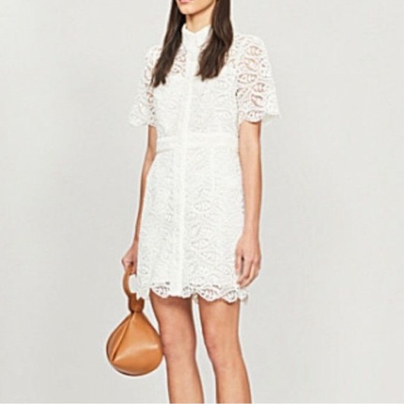 Sandro white live lace button down dress sz 36 - Picture 2 of 16